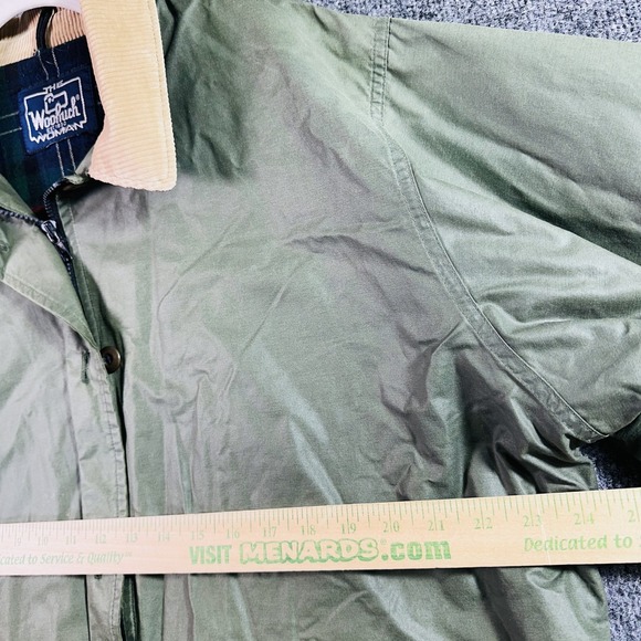 Woolrich Waxed Jacket Women's XL Green Wool Lined Corduroy Vintage USA Made 90s - Picture 10 of 16